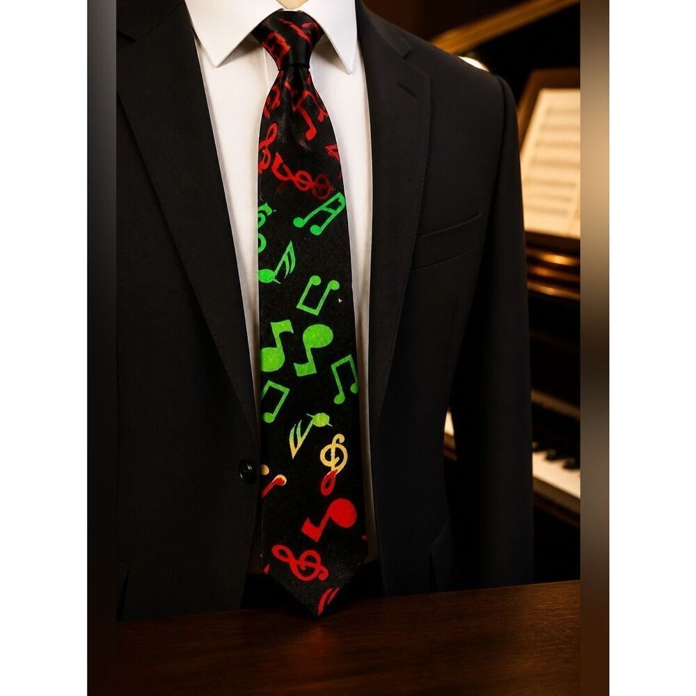 MUSIC NOTES TIE MULTICOLOR 55” LENGTH